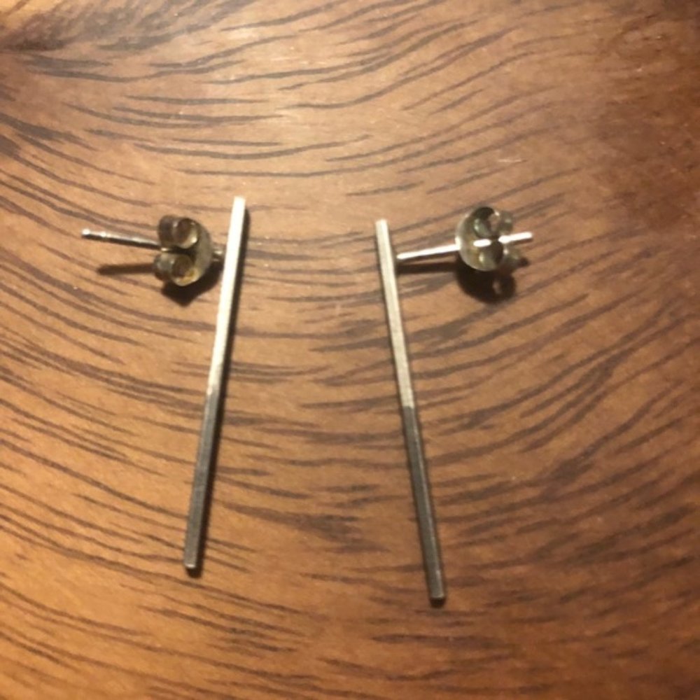 Etsy oxidized sterling silver bar earrings
